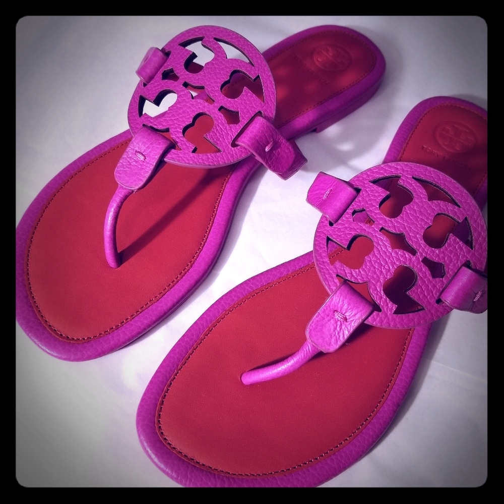 Tory Burch Miller Tumbled Leather Sandals NWOB